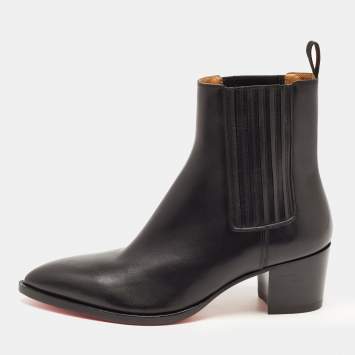 Pre Owned Christian Louboutin Black Leather Chelsea Boots Size 43