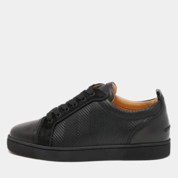 Pre Owned Christian Louboutin Black Leather Louis Junior Low Top Sneakers Size 40