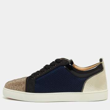 Christian Louboutin Multicolor Fabric and Fabric Louis Junior Strass Sneakers Size 42.5