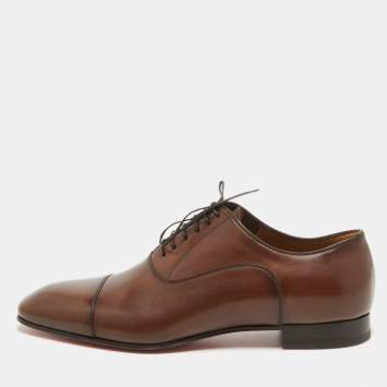 Pre Owned Christian Louboutin Brown Leather Surcity Oxfords Size 43.5 