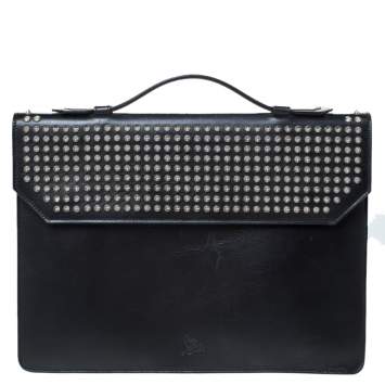 Pre Owned Christian Louboutin Black Spiked Leather Alexis Document Holder