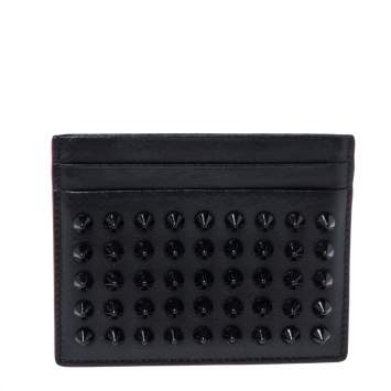 Pre Owned Christian Louboutin Black Leather Kios Card Holder