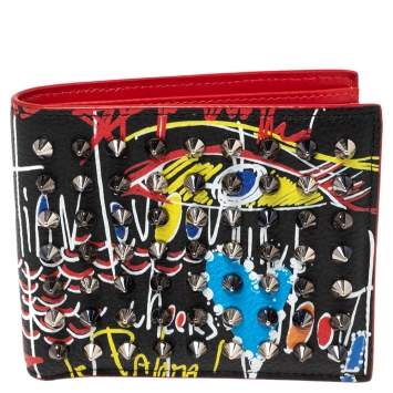 Pre Owned Christian Louboutin Multicolor Printed Leather Coolcoin Bifold Wallet