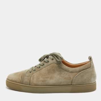 Pre Owned Christian Louboutin Grey Suede Low Top Sneakers Size  45.5