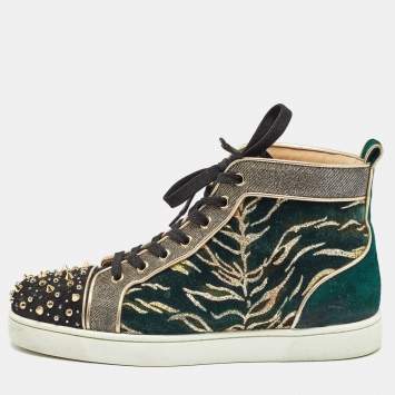 Pre Owned Christian Louboutin Multicolor Suede and Velvet Milkylou Sneakers Size 40