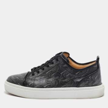 Pre Owned Christian Louboutin Black Leather and Canvas  Adolon Sneakers Size 45