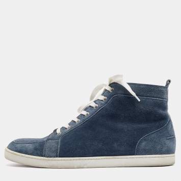 Pre Owned Christian Louboutin Blue Suede Rantus Orlato High Top Sneakers Size 45