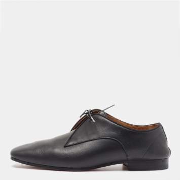 Pre Owned Christian Louboutin Black Leather Lace Up Derby Size 42.5