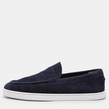 Pre Owned Christian Louboutin Blue Suede Varsiboat Loafers Size 41
