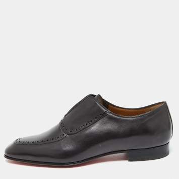 Pre Owned Christian Louboutin Black Leather Loafers Size 39