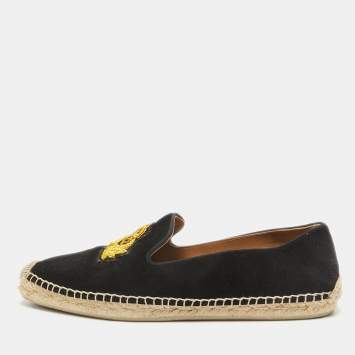 Pre Owned Christian Louboutin Black Suede Nanou Orlato Slip On Espadrille Size 41