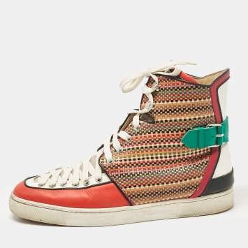 Pre Owned Christian Louboutin Multicolor Leather High Top Sneakers Size 44.5