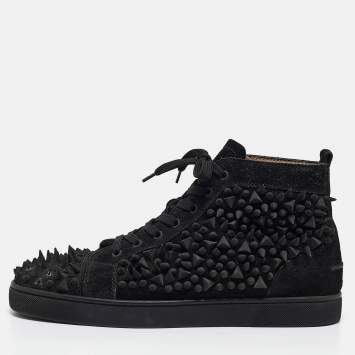 Pre Owned Christian Louboutin Black Suede Louis Pik Pik Sneakers Size 45.5
