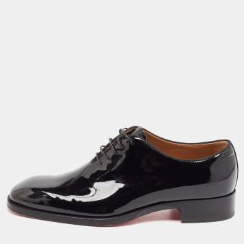 Pre Owned Christian Louboutin Black Patent Leather Corteo Oxfords Size 41
