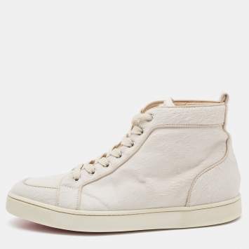 Pre Owned Christian Louboutin Cream Calf Hair Rantus Orlato Sneakers Size 44