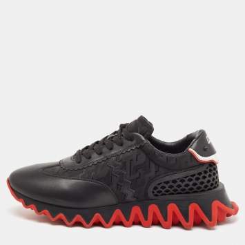 Pre Owned Christian Louboutin Black Leather Loubishark Low Top Sneakers Size 44.5
