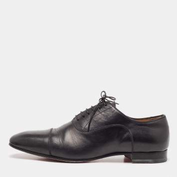 Pre Owned Christian Louboutin Black Leather Greggo Oxfords Size 40.5