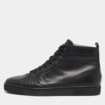 Christian Louboutin Black Leather Louis High Top Sneakers Size 43.5