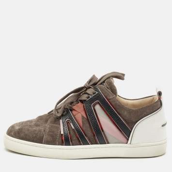 Christian Louboutin Black/Grey Suede and Leather Vida Viva Low Top Sneakers Size 39