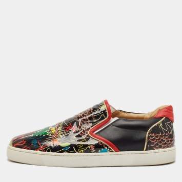 Pre Owned Christian Louboutin Multicolor Leather and Patent Graffiti Low Top Sneakers Size 45
