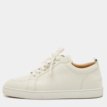 Pre Owned Christian Louboutin White Leather Rantulow Low Top Sneakers Size 43.5