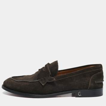 Christian Louboutin Brown Suede Slip On Loafers Size 40