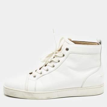 Pre Owned Christian Louboutin White Leather Louis High Top Sneakers Size 43