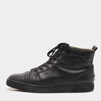 Christian Louboutin Black Leather Louis High Top Sneakers Size 43