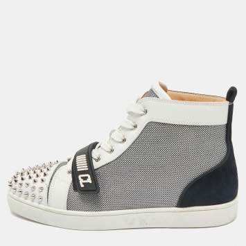 Christian Louboutin Multicolor Leather and Suede Lou Spikes Sneakers Size 43.5