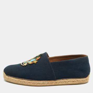 Christian Louboutin Navy Blue Canvas Cario Loubi Flat Olona Espadrilles Sneakers Size 41