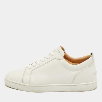 Pre Owned Christian Louboutin White Leather Louis Junior Sneakers Size 46