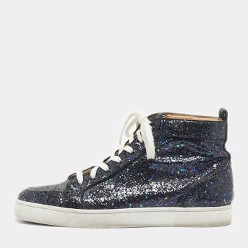 Christian Louboutin Multicolor Leather And Glitter Orlato High Top Sneakers Size 42.5