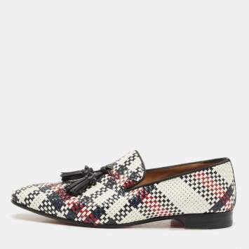 Christian Louboutin Multicolor Woven Leather Dandelion Tassel Slip On Loafers Size 42.5