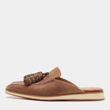 Christian Louboutin Brown Suede Roc X Tass Mules Size 42