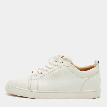 Pre Owned Christian Louboutin White Leather Louis Junior Sneakers Size 45