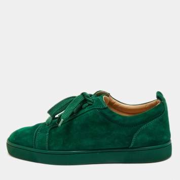 Pre Owned Christian Louboutin Green Suede Louis Junior Sneakers Size 41