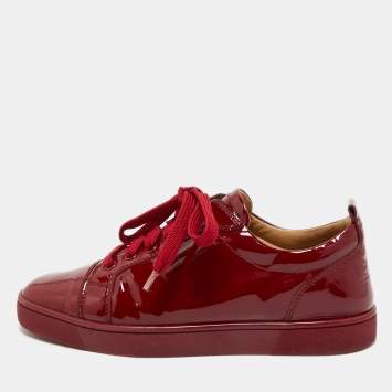 Pre Owned Christian Louboutin Red Patent Leather Louis Junior Sneakers Size 41