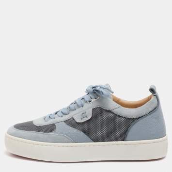 مملوكة مسبقًا Christian Louboutin Happy Rui Size 45 Powder Blue Leather and Nylon Low Top Sneakers