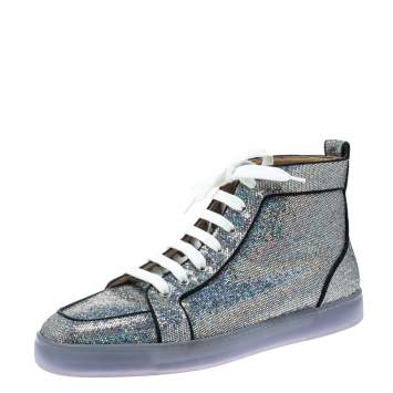 Pre Owned Christian Louboutin Glitter Disco Ball Rantus Orlato High Top Sneakers Size 42.5