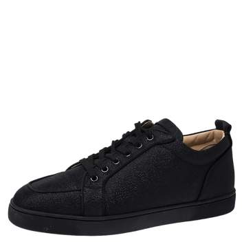 مملوكة مسبقًا Christian Louboutin Black Glitter Canvas Rantulow Low Top Sneakers Size 42.5
