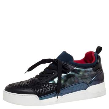 Pre Owned Christian Louboutin Multicolor Mixed Media Aurelien Sneakers Size 43.5