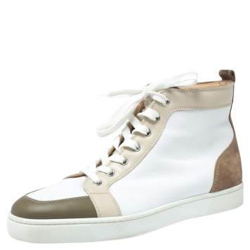 Pre Owned Christian Louboutin Multicolor Leather and Suede Rantus High Top Sneakers Size 42.5