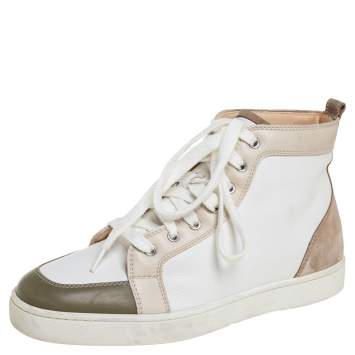 Pre Owned Christian Louboutin Tricolor Suede And Leather Rantus Orlato High Top Sneakers Size 42