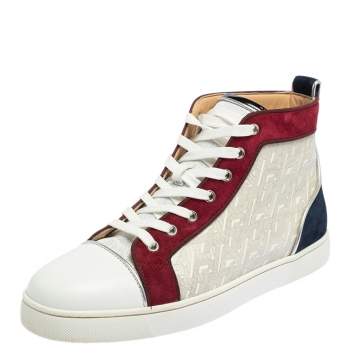 Pre Owned Christian Louboutin Multicolor Leather and Suede Orlato High Top Sneakers Size 42