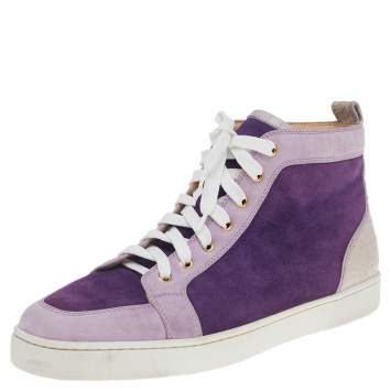 Pre Owned Christian Louboutin Multicolor Suede And Croc Embossed Leather Rantus High Top Sneakers Size 45