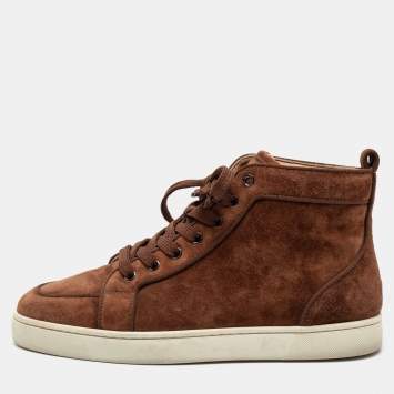 Pre Owned Christian Louboutin  Brown Suede Rantus Orlato High Top Sneakers Size 41