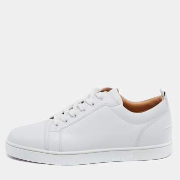 Pre Owned Christian Louboutin White Leather Louis Junior Low-Top Sneakers Size 44 
