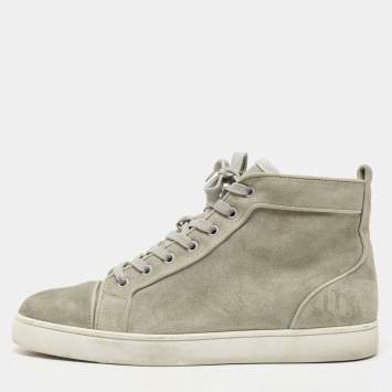 Pre Owned Christian Louboutin Grey Suede Louis Orlato High Top Sneakers Size 41.5 