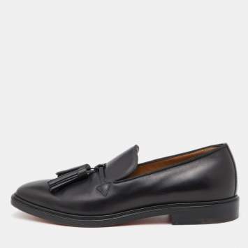 Pre Owned Christian Louboutin Black Leather Dandelion Taseel Loafers Size 41