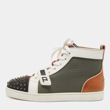 Pre Owned Christian Louboutin Multicolor Leather Lou Spike High Top Sneakers Size 42